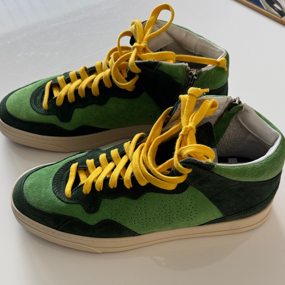P448 Green and Yellow High-Top Sneakers